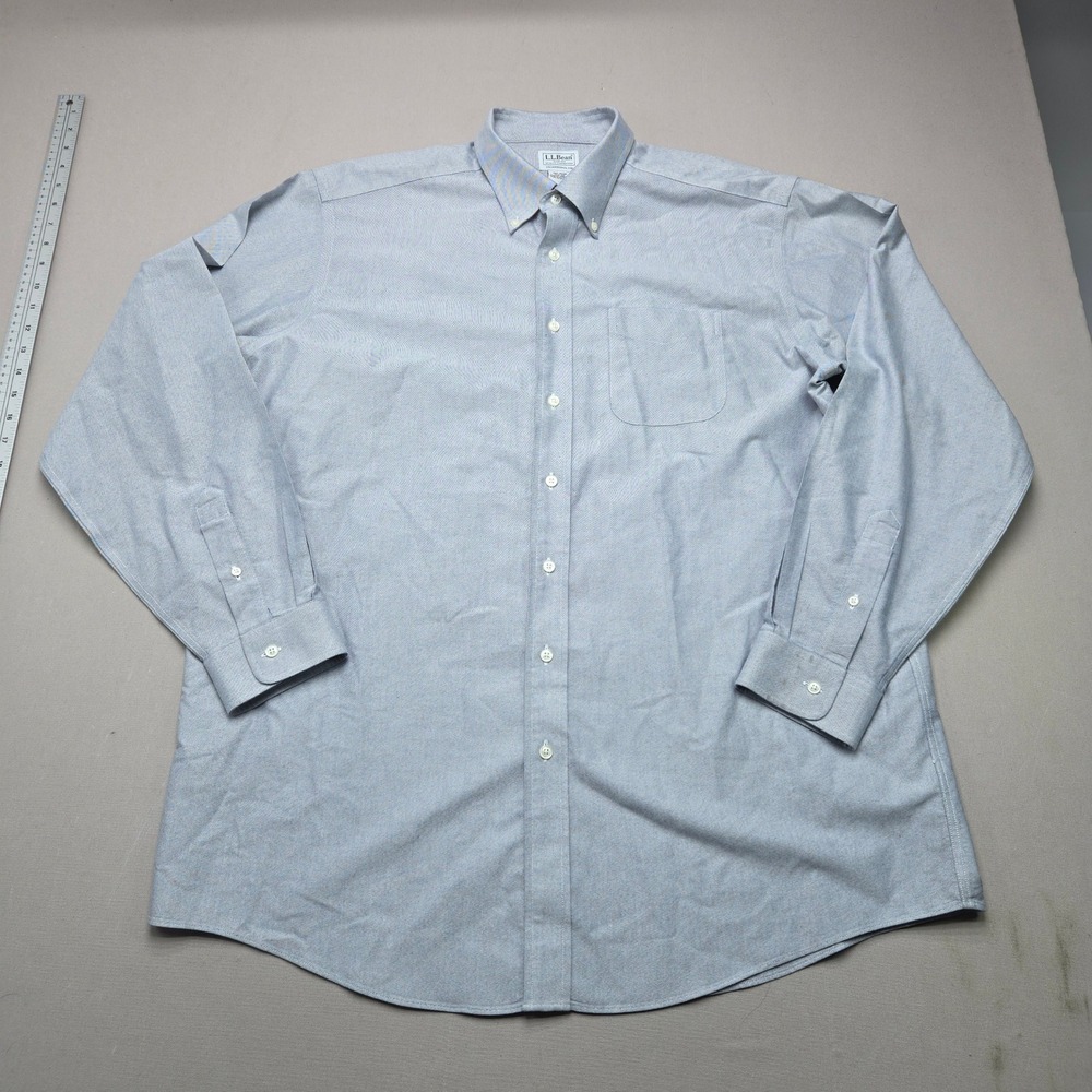 LL Bean Button Down Oxford Shirt Traditional Fit Blue Cotton Mens 17.5-37 XL